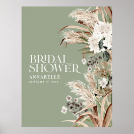ブライダルシャワーパンパステラコッタモダンセージグリーン ポスター
