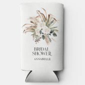 ブライダルシャワーパンパスホワイトナチュラルパーティーの好意 スリム缶クーラー (正面)