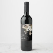 ブライダルシャワーパンパスボホ黒モダンエレガント ワインラベル (正面)