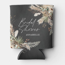 ブライダルシャワーパンパスユーカリモダンブラックシック 缶クーラー