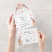 ブライダルシャワーパンパバラ蝶花模様RSVP オールインワン招待状 (貼ってはがせる)