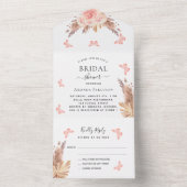 ブライダルシャワーパンパバラ蝶花模様RSVP オールインワン招待状 (内側)