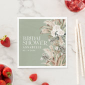 ブライダルシャワーパンパモダンスエレガントセージ緑 スタンダードランチョンナプキン (インサイチュ)