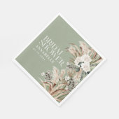 ブライダルシャワーパンパモダンスエレガントセージ緑 スタンダードランチョンナプキン (角)