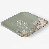 ブライダルシャワーパンパモダンスエレガントセージ緑 ペーパープレート (傾斜あり)