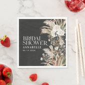 ブライダルシャワーパンパモダンスエレガントブラックボー スタンダードランチョンナプキン (インサイチュ)