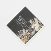 ブライダルシャワーパンパモダンスエレガントブラックボー スタンダードランチョンナプキン (角)