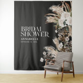 ブライダルシャワーパンパモダンスエレガントブラック タペストリー (インサイチュ)