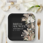 ブライダルシャワーパンパモダンスエレガントブラック ペーパープレート<br><div class="desc">ブライダルシャワーパンパスグラスとユーカリモダンボホ自然エレガント、黒パーティーデコールスタイリッシュデザイン。</div>