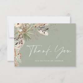 ブライダルシャワーパンパモダンスセージ感謝してい・グリーン 招待状