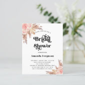 ブライダルシャワーパンパ赤面ピンクの予算の招待 (スタンド正面)