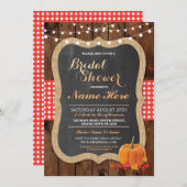 ブライダルシャワーパンプキン秋ウッドチョーク招待状 招待状 (正面/裏面)