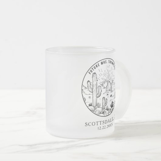 ブライダルシャワーパーソナライズされたギフトエレガント フロストグラスマグカップ (正面右)