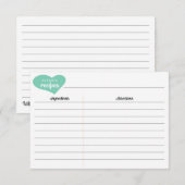 ブライダルシャワーパーソナライズされたハートレシピカード (正面/裏面)