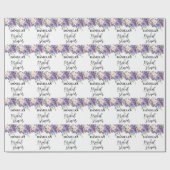 ブライダルシャワーパーソナライズされたバイオレットフローラ ラッピングペーパー (フラット)