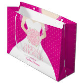 ブライダルシャワーパーソナライズされたピンク大抱き枕 ラージペーパーバッグ (正面アングル)