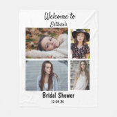 ブライダルシャワーパーソナライズされた4フォトコラージュ フリースブランケット (正面)