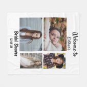 ブライダルシャワーパーソナライズされた4フォトコラージュ フリースブランケット (正面(横))