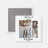ブライダルシャワーパーソナライズされた4フォトコラージュ マグネット (正面/裏面)