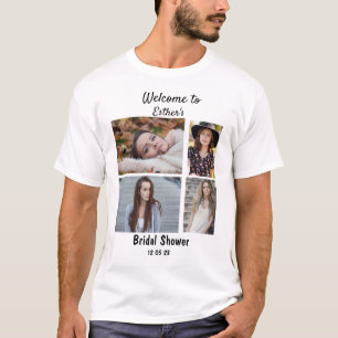 ブライダルシャワーパーソナライズされた4フォトコラージュ Tシャツ