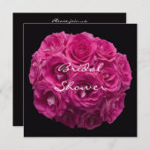 ブライダルシャワーパーティの招待状テンプレート--バラ 招待状 (正面/裏面)