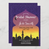 ブライダルシャワーパーティーアラビアンナイト招待状パープル 招待状 (正面/裏面)
