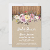 ブライダルシャワーパーティーウッ素朴ド素朴フローラ 招待状 (正面)