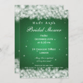 ブライダルシャワーパーティーエレガントスパークルエメラルドグリーン 招待状 (正面/裏面)