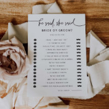 ブライダルシャワーパーティーゲームアクティビティカードG400