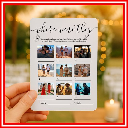 ブライダルシャワーパーティーゲーム「Where Were They」 招待状