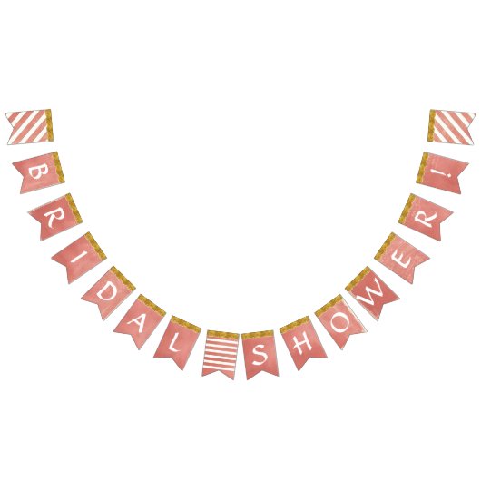 ブライダルシャワーパーティーデコーラルフェイク金ゴールドグリッター バンティングフラッグ (全)