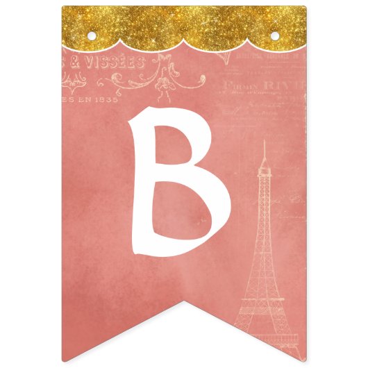 ブライダルシャワーパーティーデコーラルフェイク金ゴールドグリッター バンティングフラッグ (第2の旗)