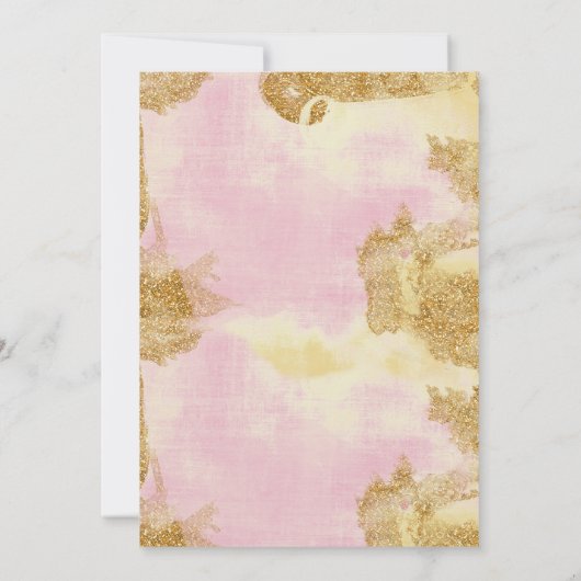 ブライダルシャワーパーティーピンクグリッター金箔招待状 招待状 (裏面)