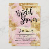 ブライダルシャワーパーティーピンクグリッター金箔招待状 招待状 (正面/裏面)