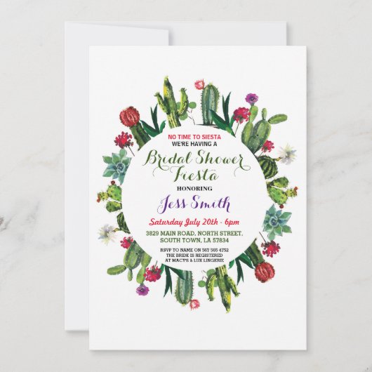ブライダルシャワーパーティーフィエスタカクタスメキシコ招待状 招待状 (正面)