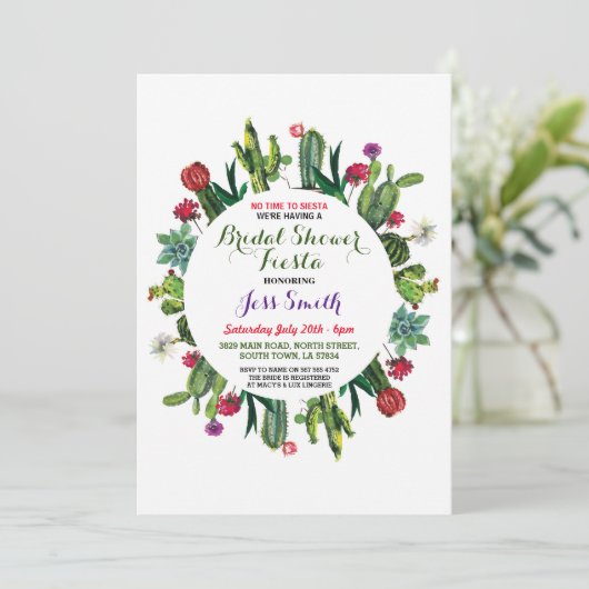 ブライダルシャワーパーティーフィエスタカクタスメキシコ招待状 招待状 (スタンド正面)