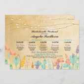 ブライダルシャワーパーティーフローラ旅程ヴィンテージ 招待状 (正面/裏面)