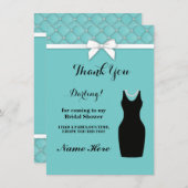 ブライダルシャワーパーティーブルーブラックサンキューカード 招待状 (正面/裏面)