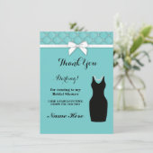 ブライダルシャワーパーティーブルーブラックサンキューカード 招待状 (スタンド正面)