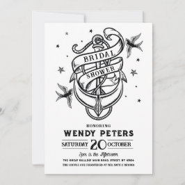 ブライダルシャワーパーティー伝統的タトゥーいかり 招待状