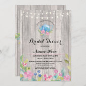 ブライダルシャワーパーティー素朴ティーポットフローラ招待状 招待状 (正面/裏面)