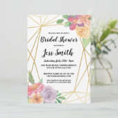 ブライダルシャワーパーティー金ゴールドフレームフローラ招待状 招待状 (スタンド正面)