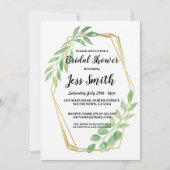 ブライダルシャワーパーティー金ゴールドフレ葉ーム招待状 招待状 (正面)