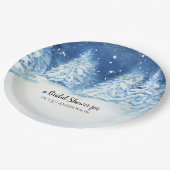 ブライダルシャワーパーティー | ワイルドフォレストの雪の木 ペーパープレート (アングル)
