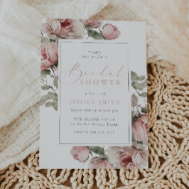 ブライダルシャワーパーティー 水彩花柄 ブルージュ ピンク ゴージャス 招待状