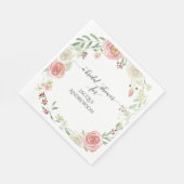 ブライダルシャワーパーティー | 赤面アイボリーバラフローラ スタンダードランチョンナプキン (角)