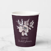 ブライダルシャワーパープルウォーターカラーフラワー 紙コップ (正面)