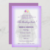 ブライダルシャワーパープルウォーター結婚カラーのドレス 招待状 (正面/裏面)