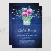 ブライダルシャワーパープルカラリリライトライフローラ 招待状 (正面/裏面)