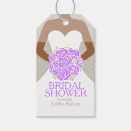 ブライダルシャワーパープルバラリハ結婚ーサル ギフトタグ